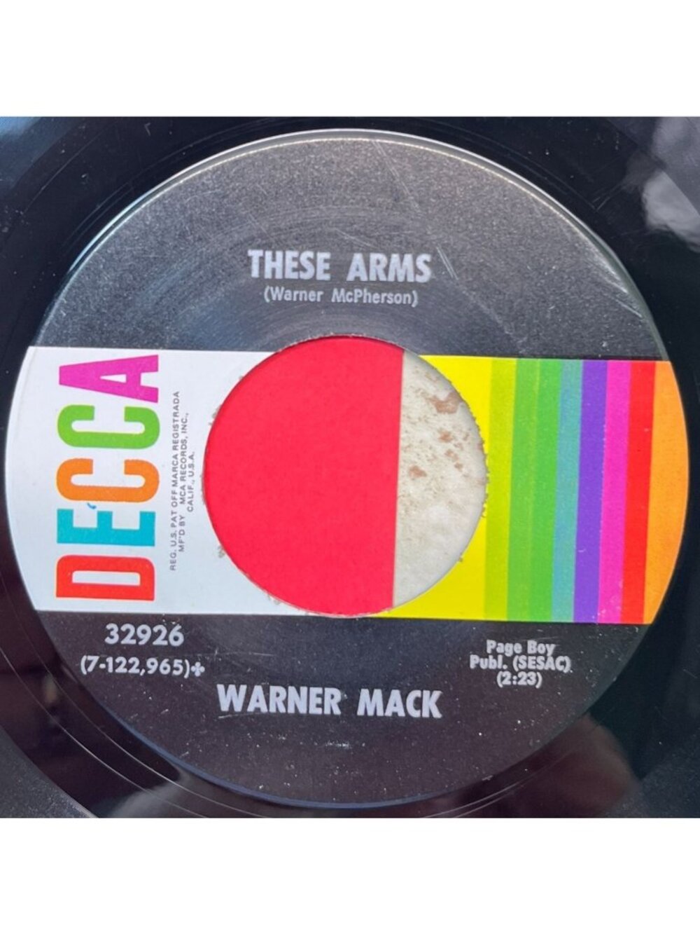 Warner Mack Draggin the River / These Arms 45 Vinyl 1970s Classic Country DECCA